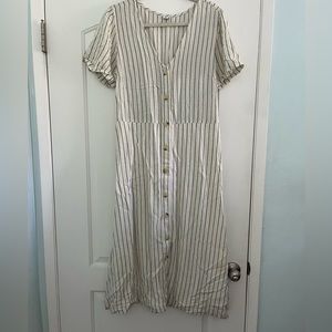 Old Navy cream w/blue stripe MIDI dress